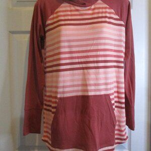 NWT LuLaRoe Amber Hoodie Pink Mauve Solid and Stripe SMALL